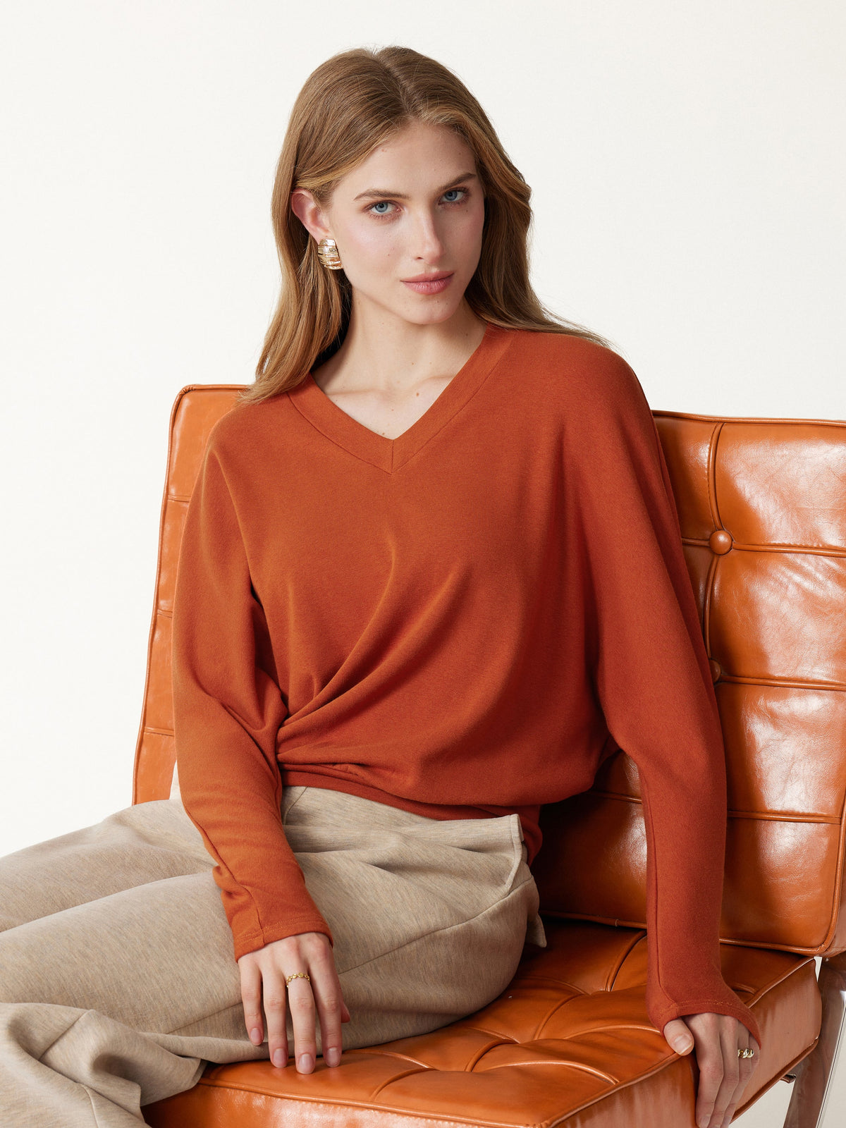 ProWarm V-Neck Long Sleeve Banded Hem Top
