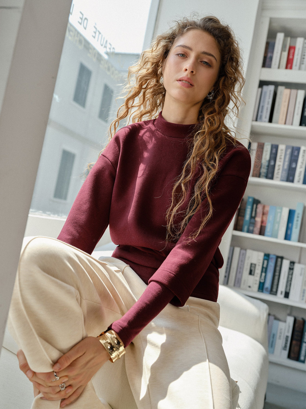 FuzzLuxe Mockneck Sleeve-Warmer Top