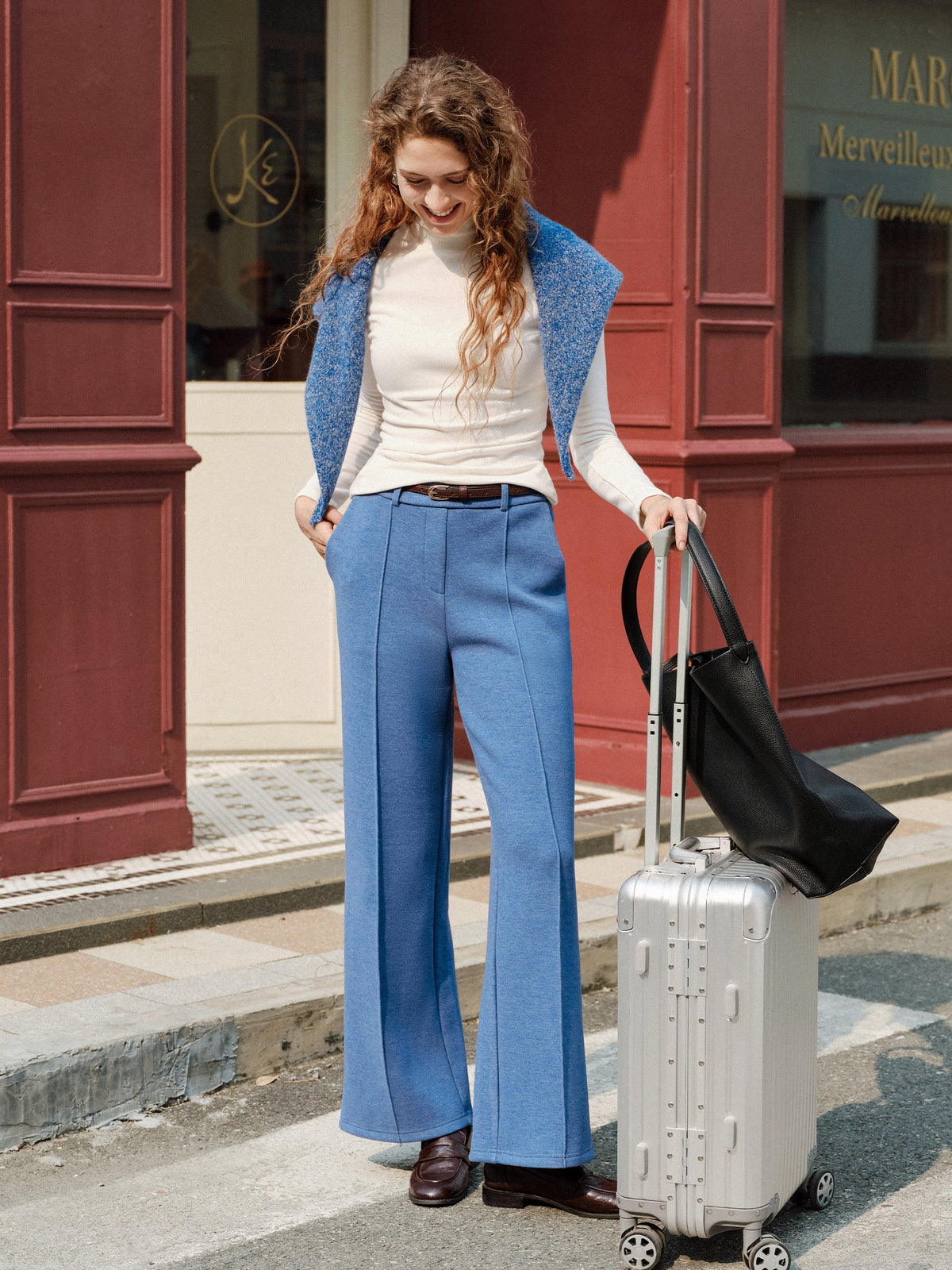 High Waisted Warm Straight Leg Pull On Pant