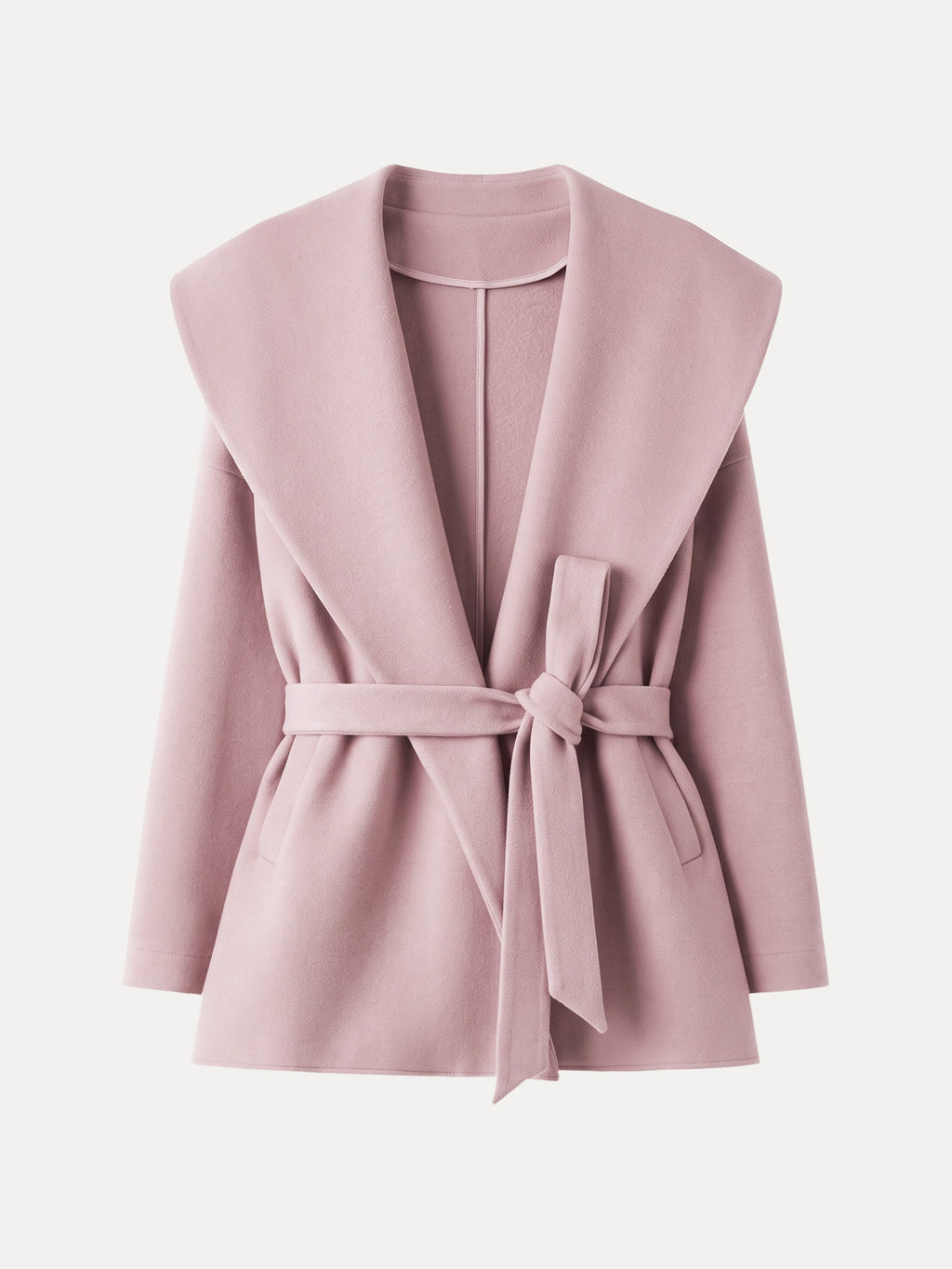 FuzzLuxe Draped Shawl Collar Long Sleeve Belted Jacket