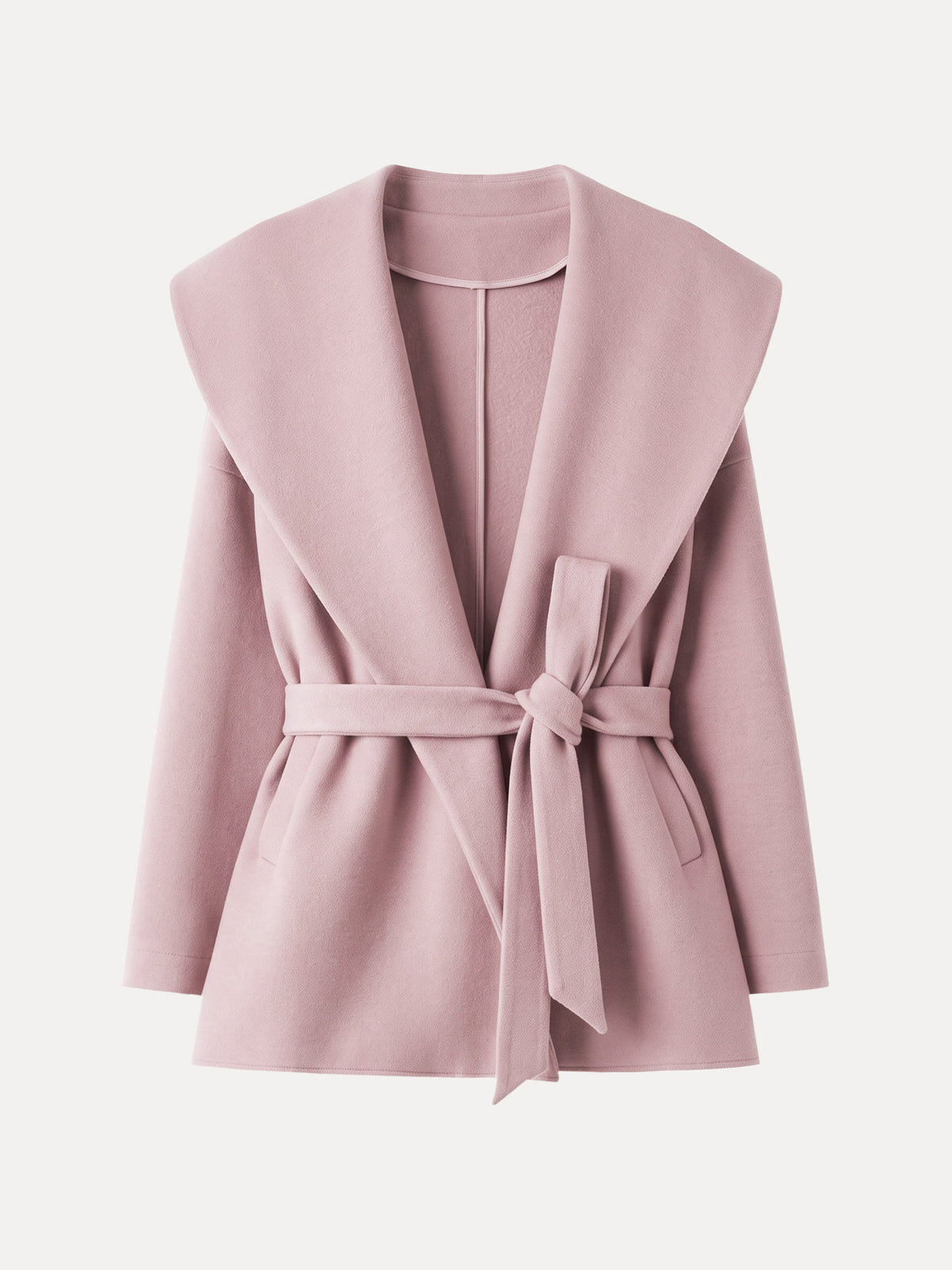 FuzzLuxe Draped Shawl Collar Long Sleeve Belted Jacket