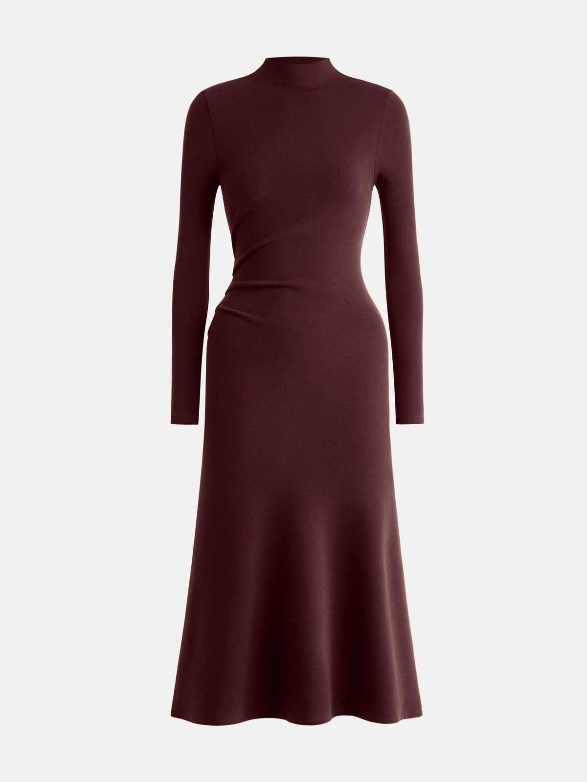 ProWarm Mock Neck Long Sleeve Ruched Mermaid Midi Dress