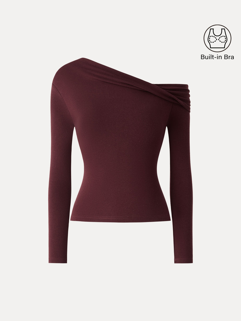 LiteWarm Convertible Neck Long Sleeve Built-In Bra Top