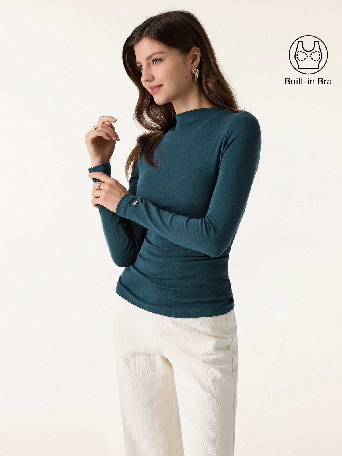 LiteWarm Mockneck Long Sleeve Built-In Bra Top 3.0