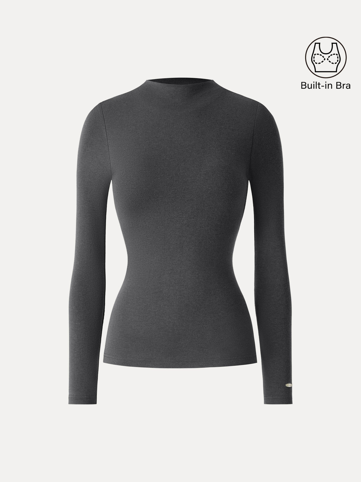 LiteWarm Mockneck Long Sleeve Built-In Bra Top 3.0