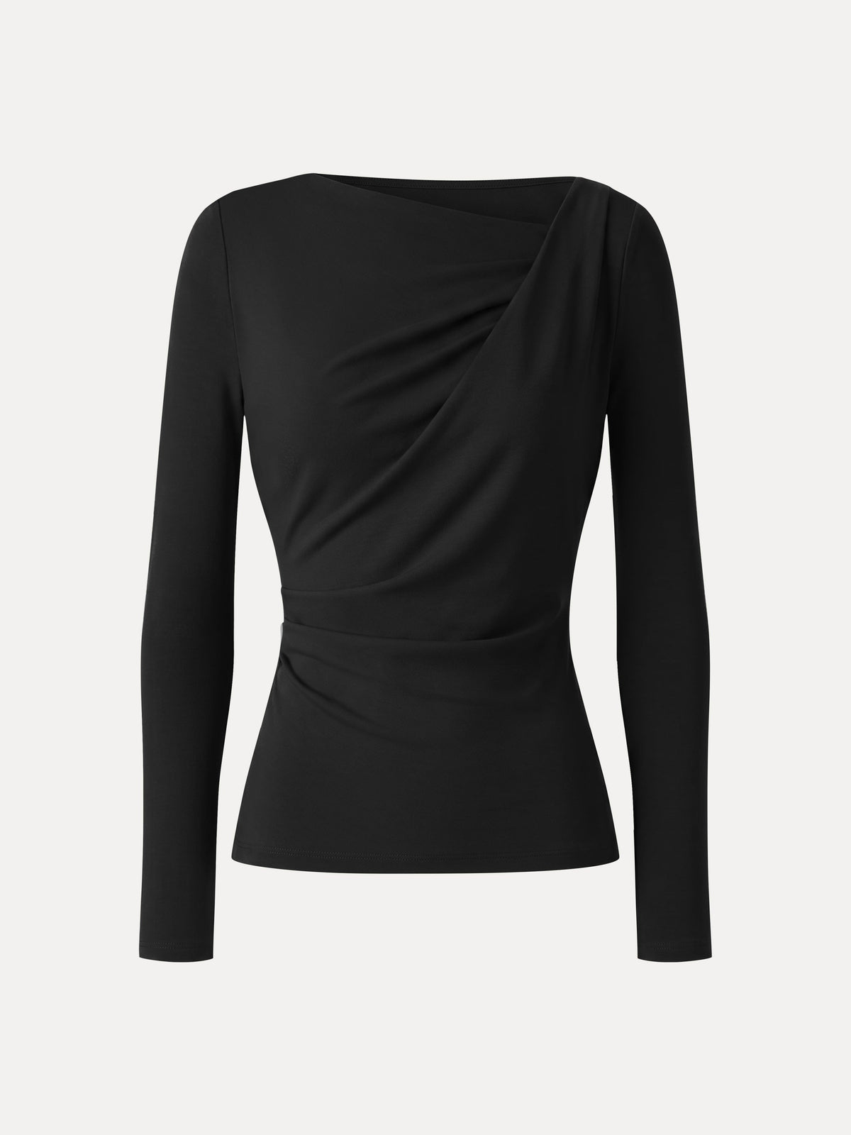 LiteWarm Asymmetrical Neck Long Sleeve Tucked-Waist Top