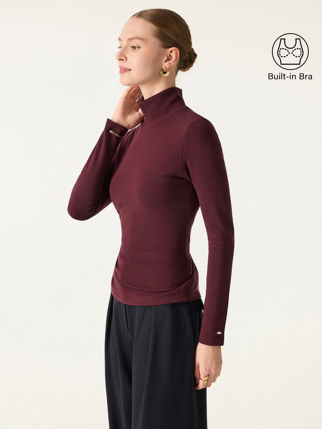 ProWarm Turtleneck Long Sleeve Built-In Bra Top 3.0