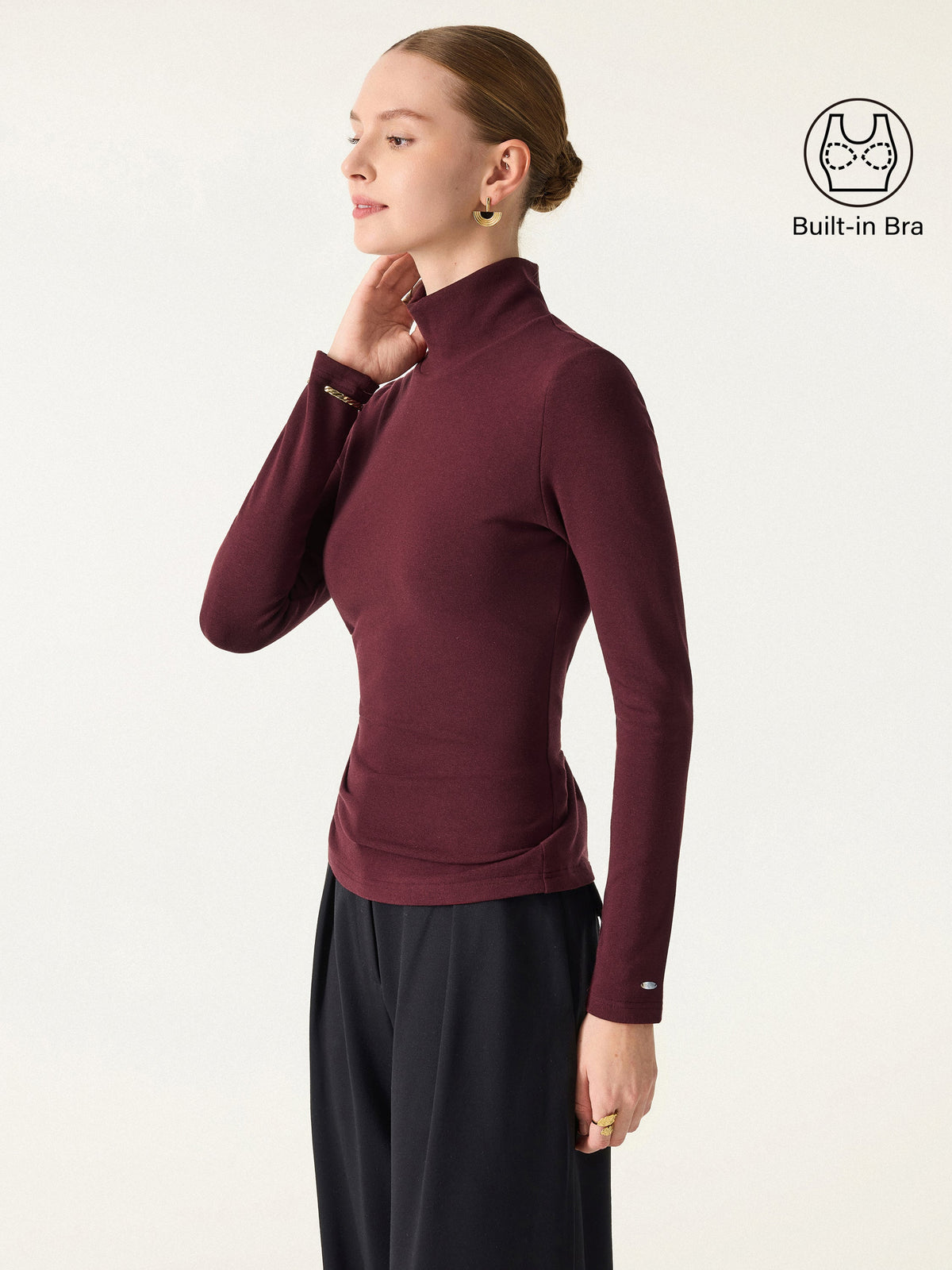 ProWarm Turtleneck Long Sleeve Built-In Bra Top 3.0