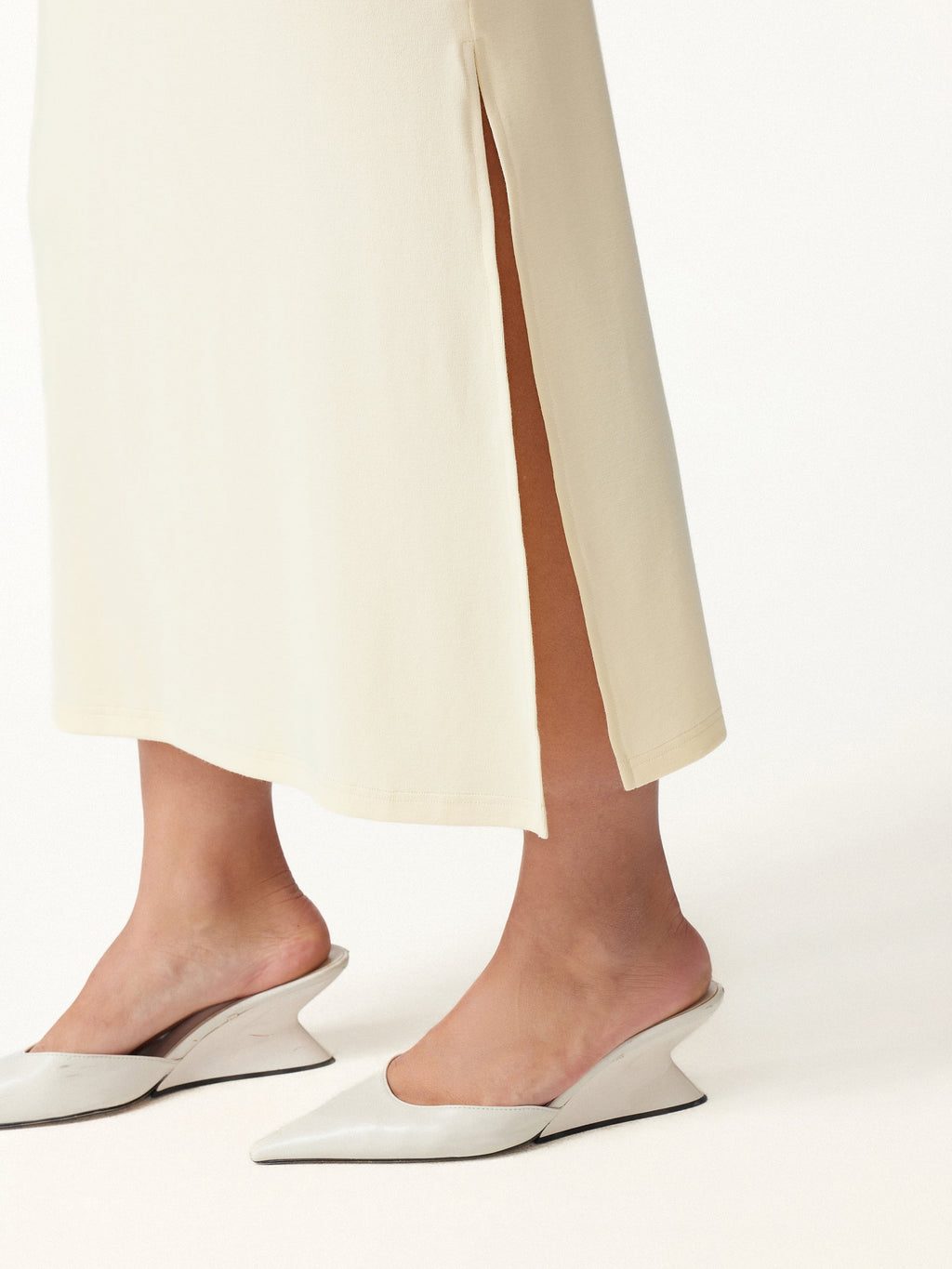 2Pcs Set LiteWarm Boatneck Long Sleeve Top & Mid-Rise Side-Slit Column Midi Skirt