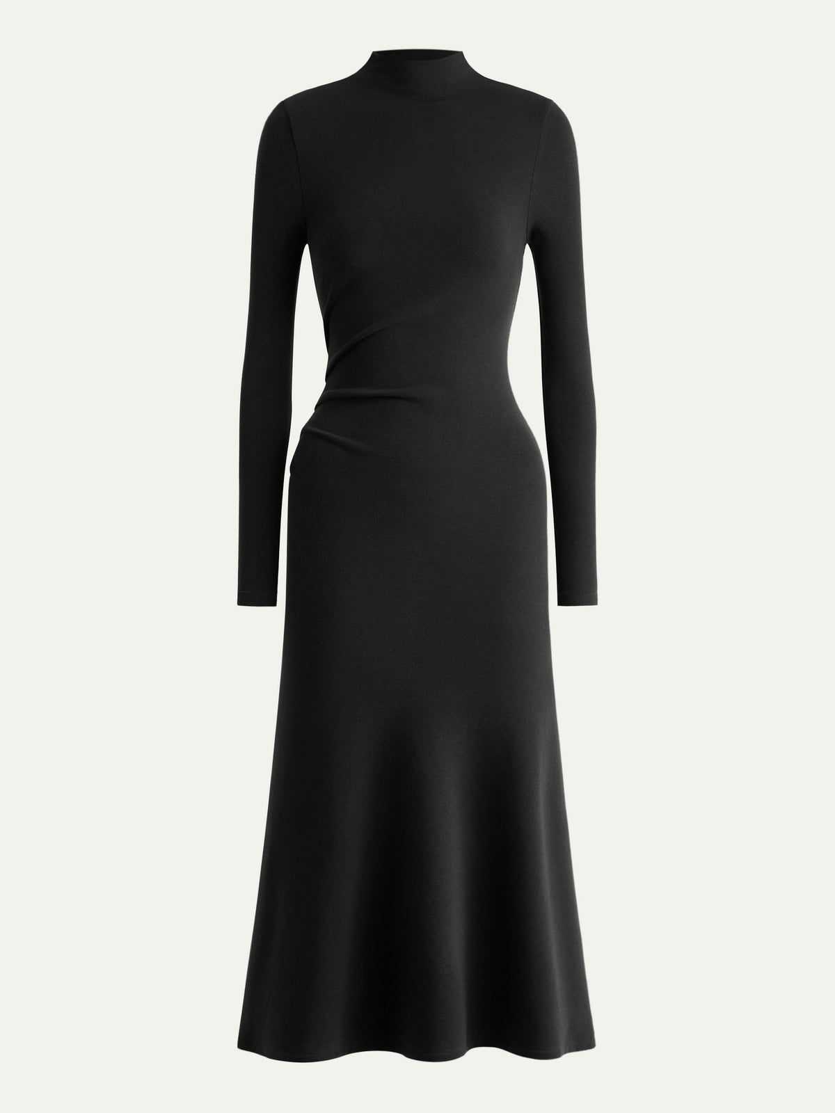 ProWarm Mock Neck Long Sleeve Ruched Mermaid Midi Dress
