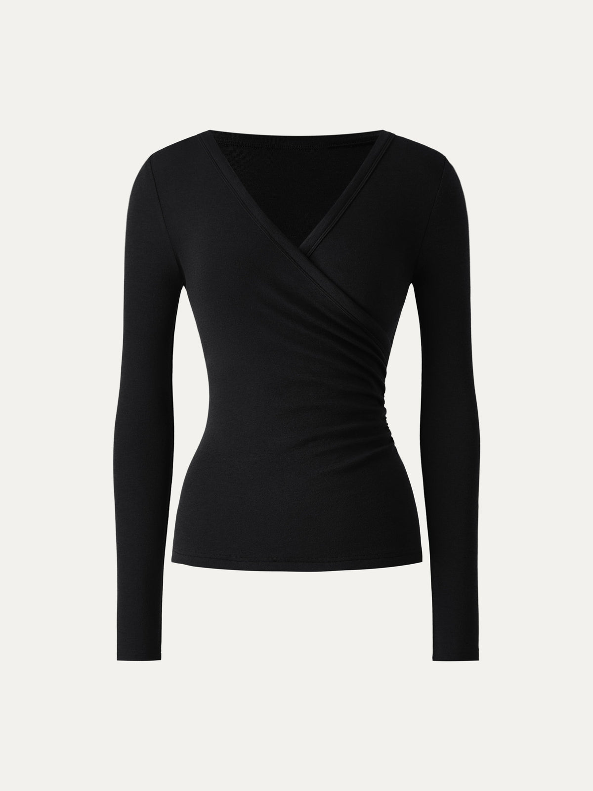 Eco-MiYaMoon® Surplice Ruched Long Sleeve Top