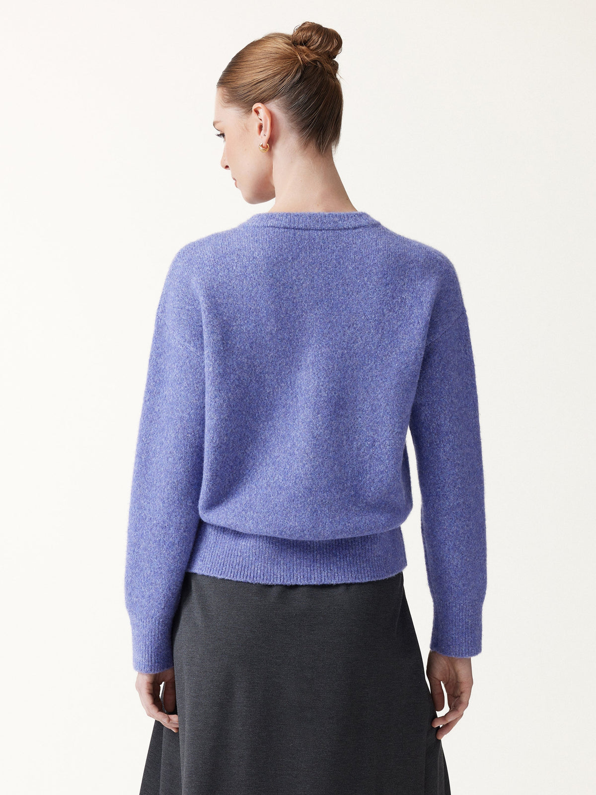 Luxe Halo Wool Blend Round Neck Cardigan Sweater