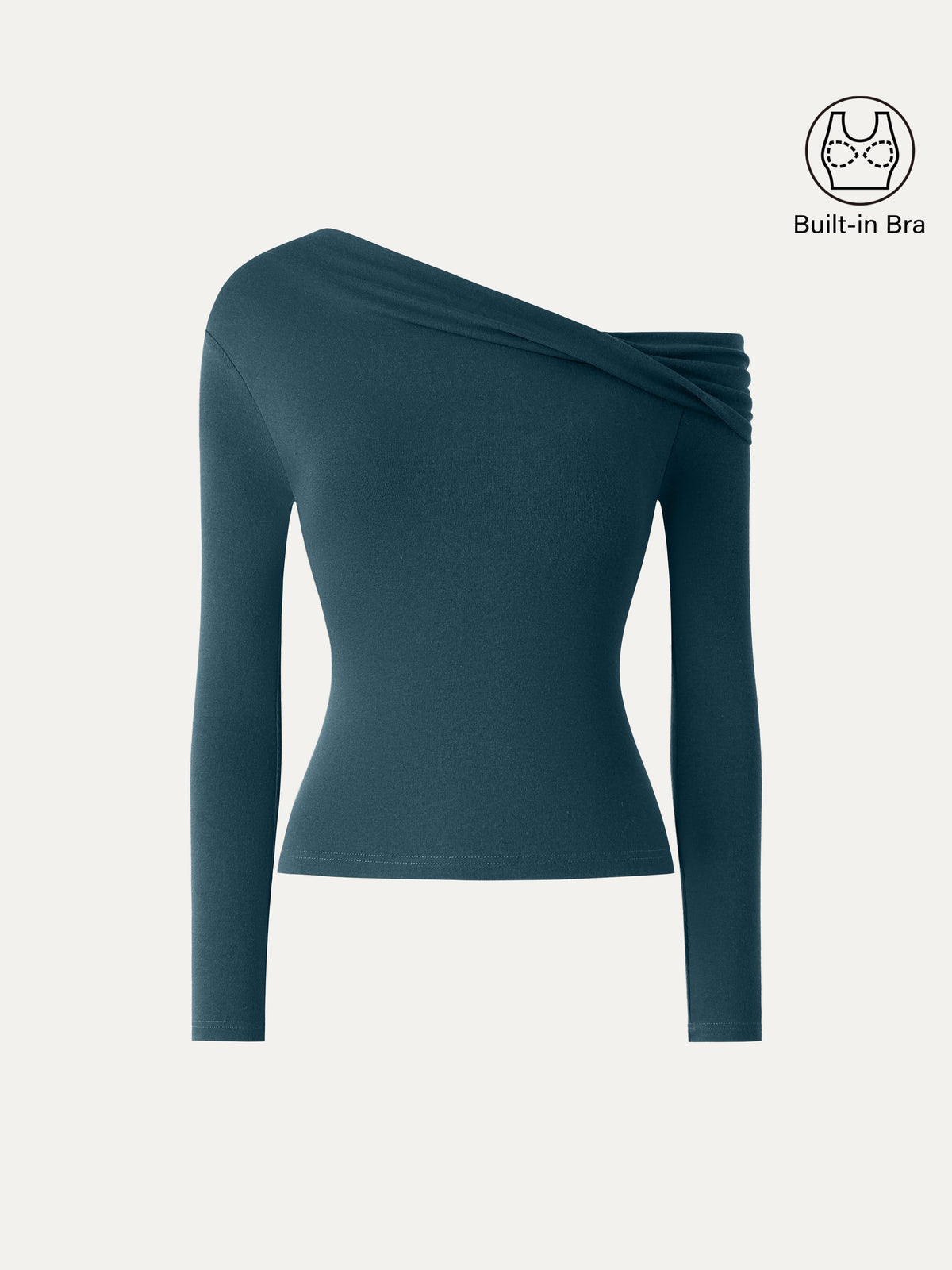 LiteWarm Convertible Neck Long Sleeve Built-In Bra Top