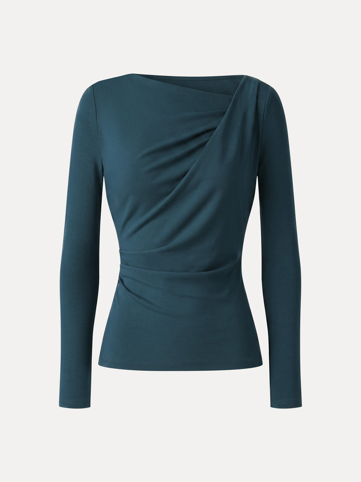 LiteWarm Asymmetrical Neck Long Sleeve Tucked-Waist Top