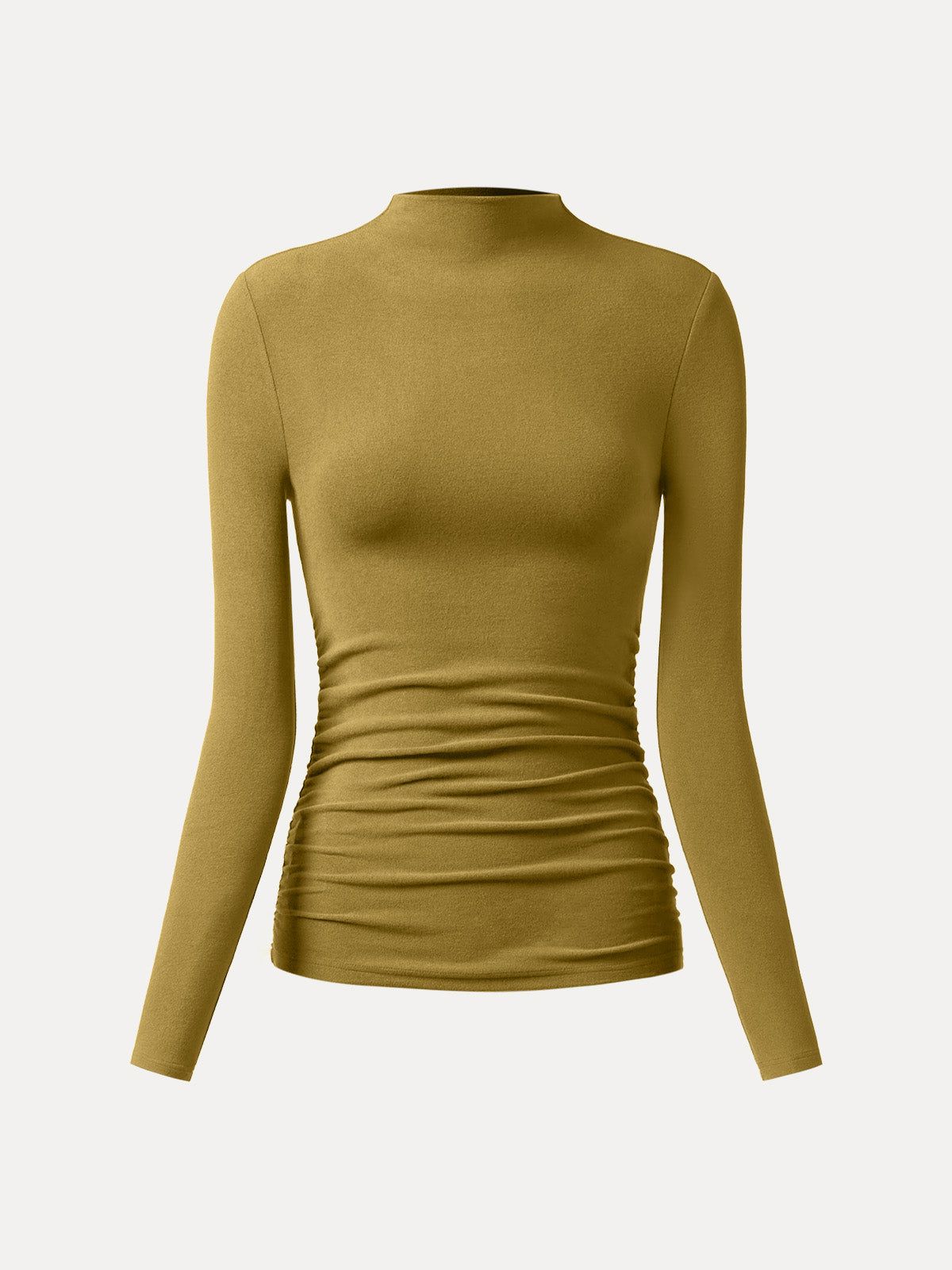 ProWarm Ruched Sides Tuckable Mockneck Top