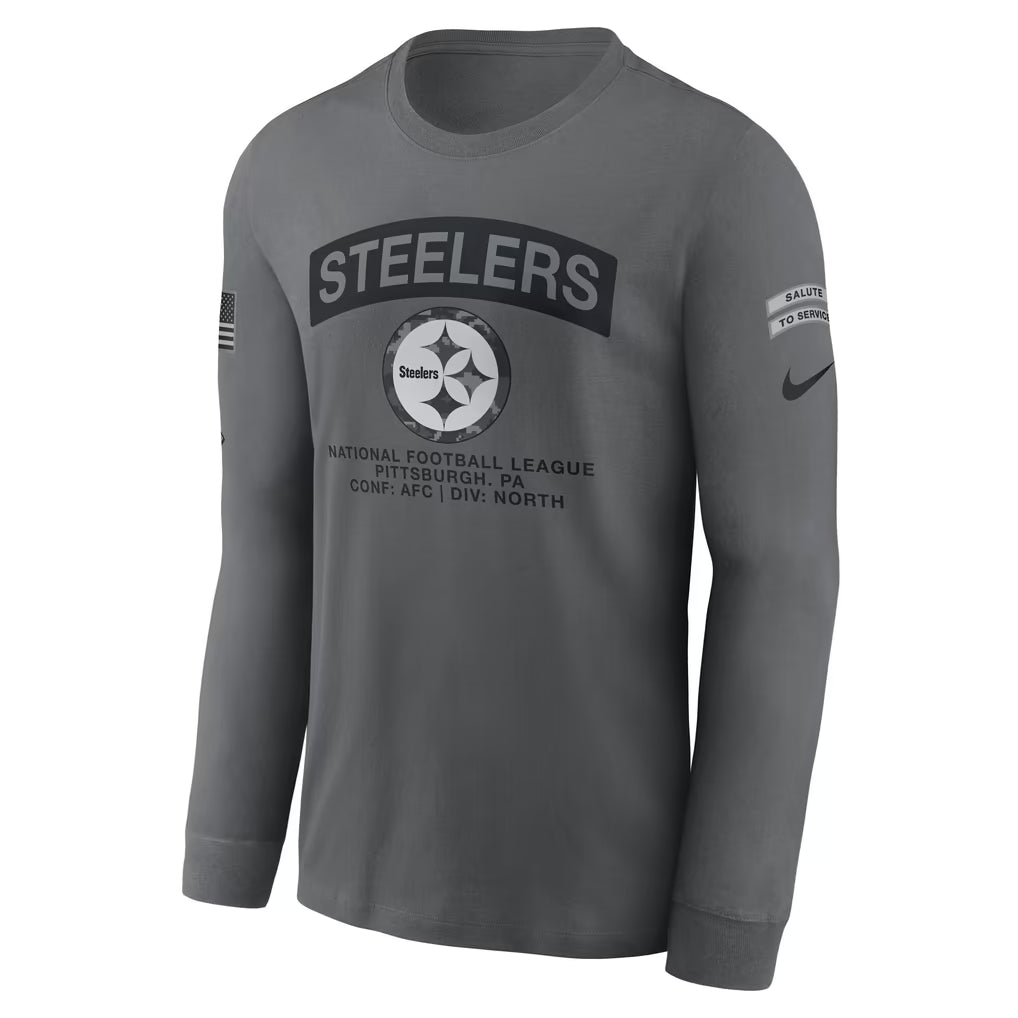Pittsburgh Steelers Nike 2026 Salute to Service Long Sleeve T-Shirt - Gray