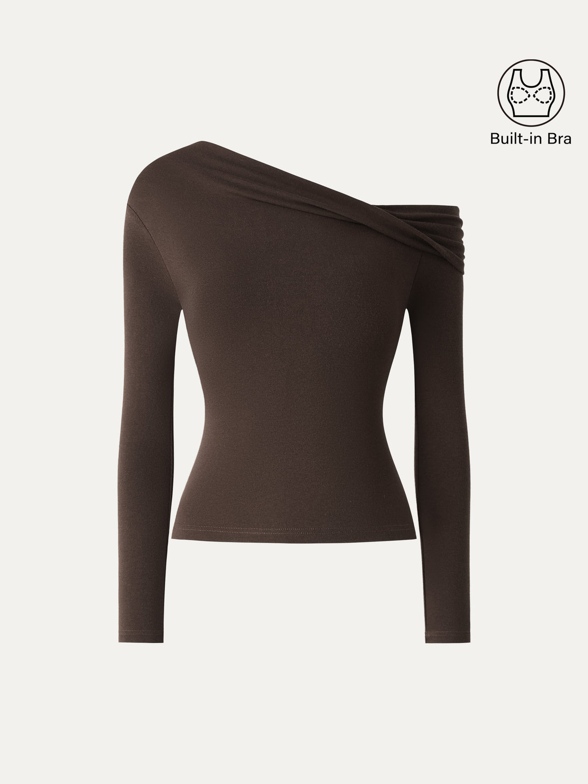 LiteWarm Convertible Neck Long Sleeve Built-In Bra Top