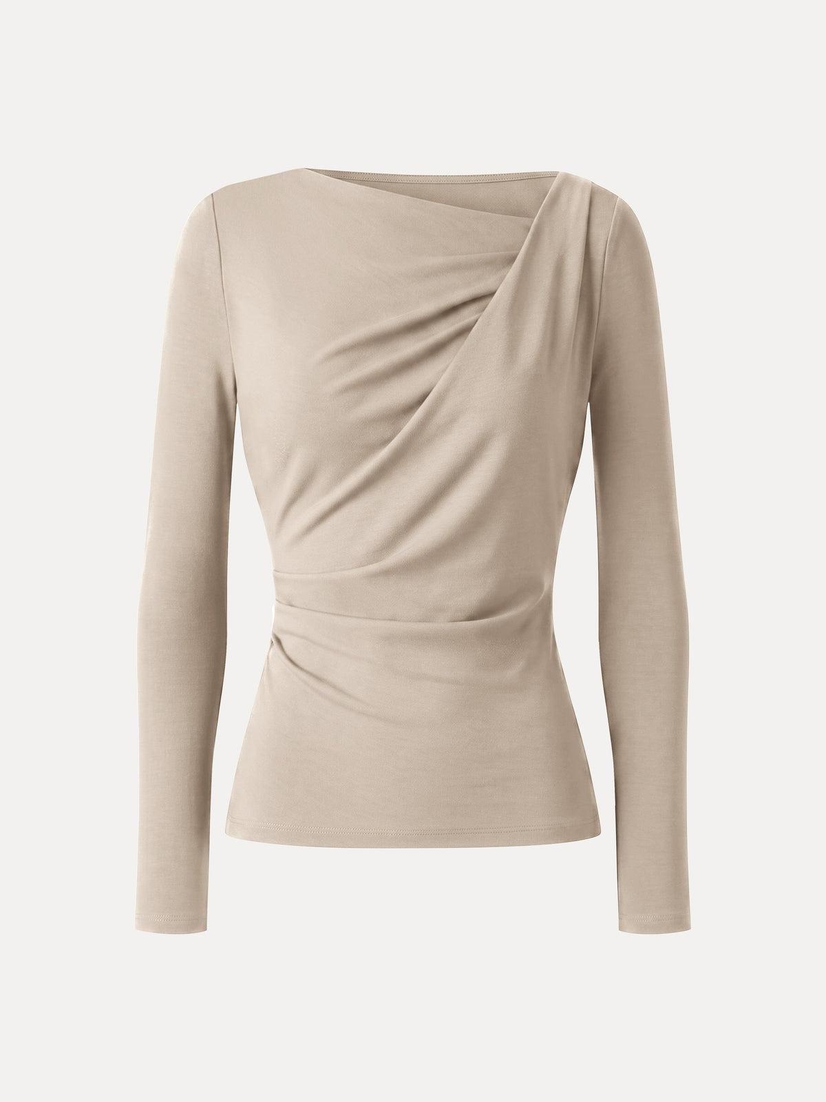 LiteWarm Asymmetrical Neck Long Sleeve Tucked-Waist Top
