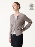 100% Merino Wool Crew Neck Long Sleeve Button-Front Cardigan