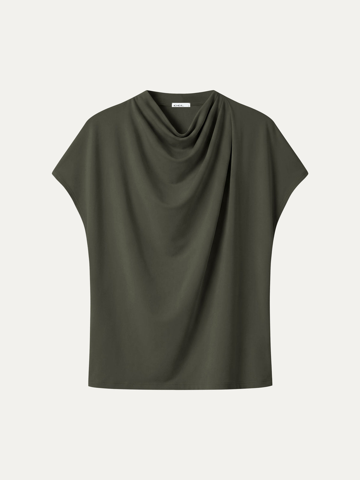 LiteWarm Draped Mock Neck Cap Sleeve Top