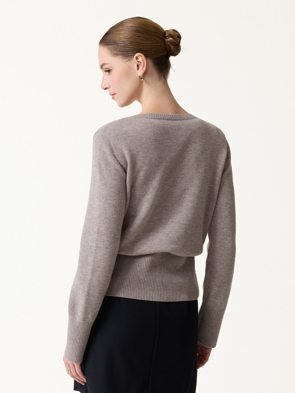 100% Merino Wool Crew Neck Long Sleeve Button-Front Cardigan