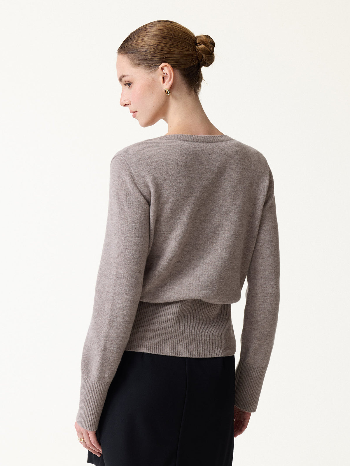 100% Merino Wool Crew Neck Long Sleeve Button-Front Cardigan