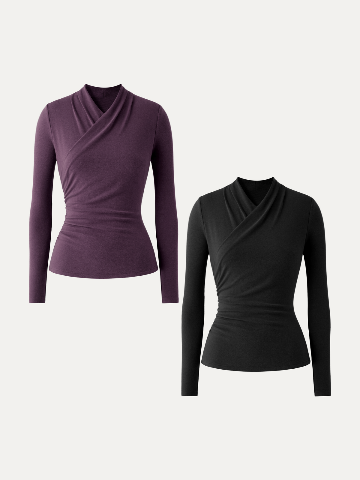 LiteWarm Surplice Long Sleeve Ruched Top