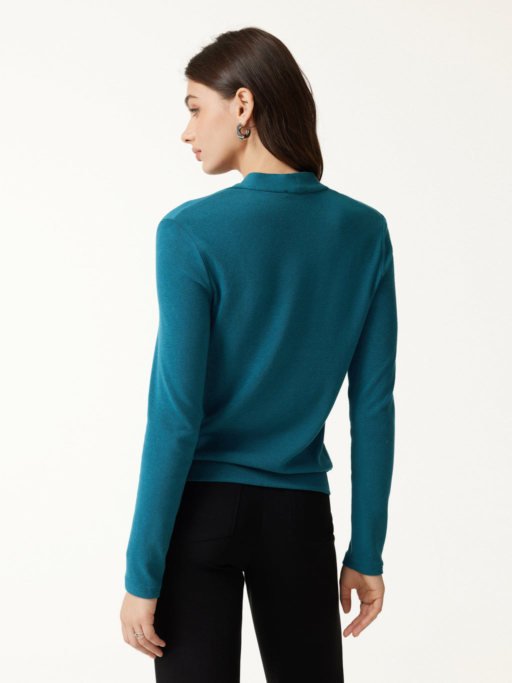 LiteWarm V-Neck Long Sleeve Tucked Shoulder Top