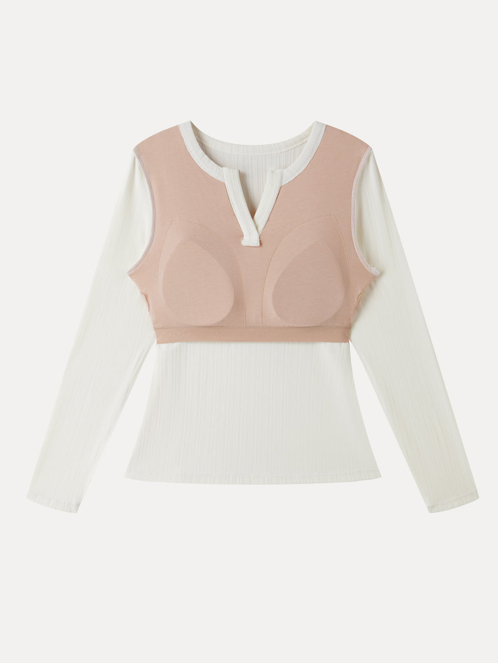 ProWarm Viscose Henley Neck Long Sleeve Built-In Bra Top 3.0