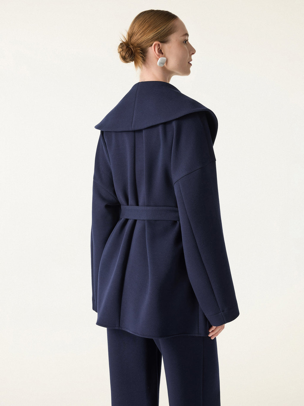 FuzzLuxe Draped Shawl Collar Long Sleeve Belted Jacket