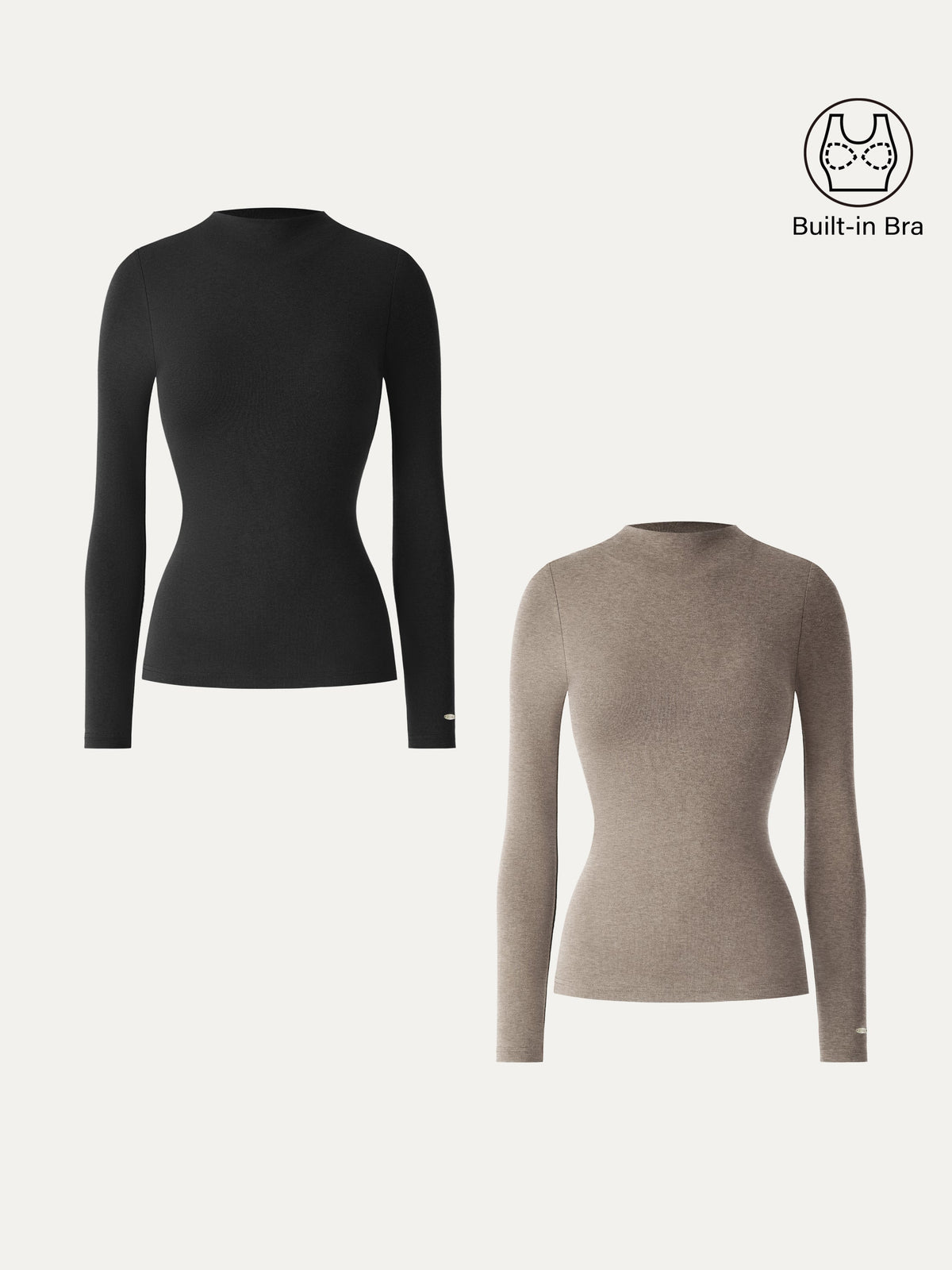 LiteWarm Mockneck Long Sleeve Built-In Bra Top 3.0