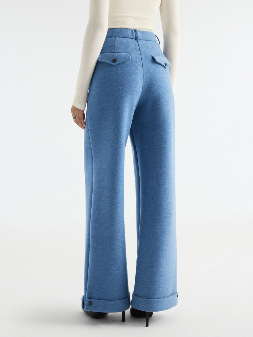 2Pcs Set V-Neck Button-Down Cardigan with Pockets & High-Rise Wide-Leg Pants with Pockets
