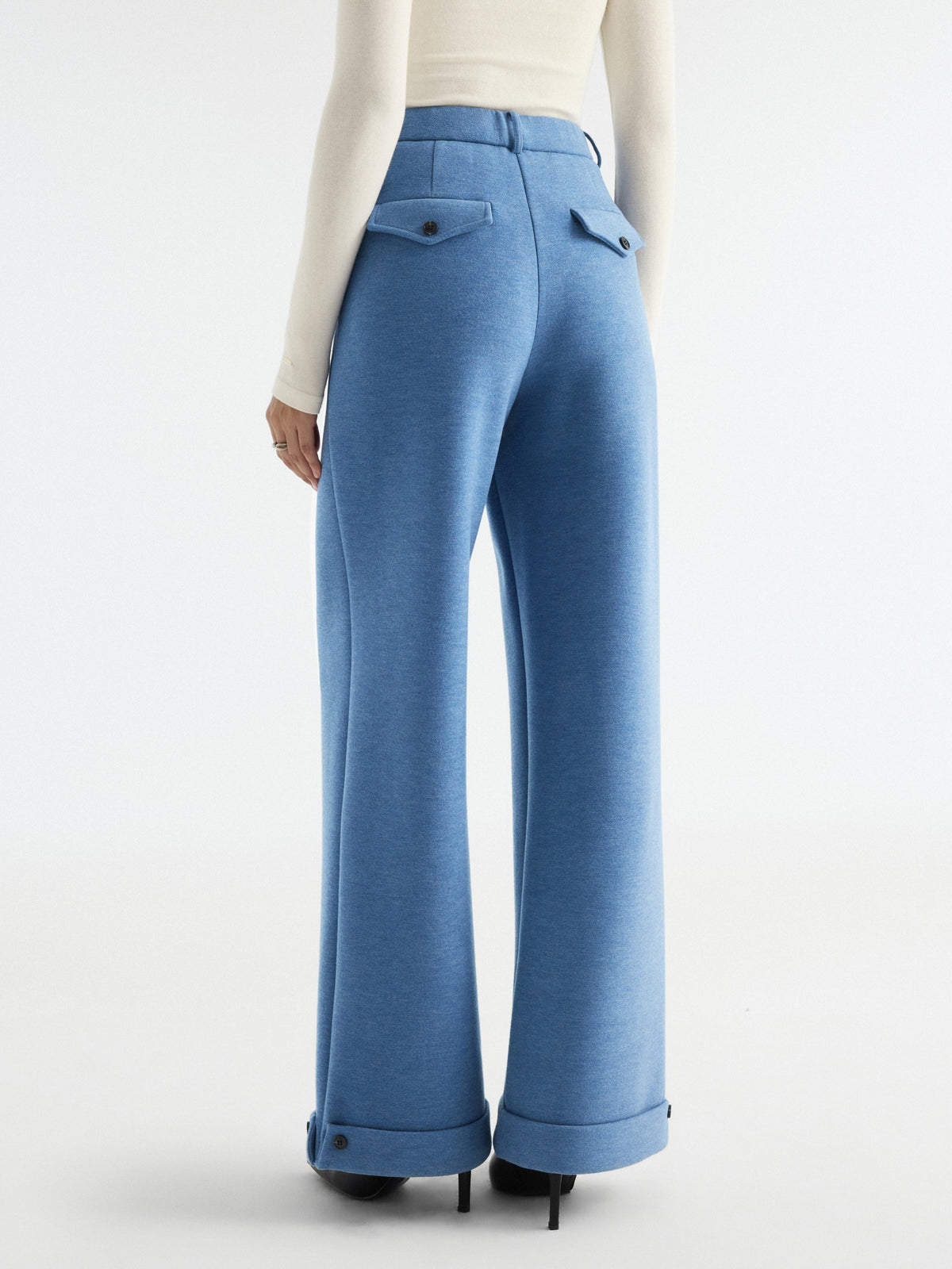 2Pcs Set V-Neck Button-Down Cardigan with Pockets & High-Rise Wide-Leg Pants with Pockets