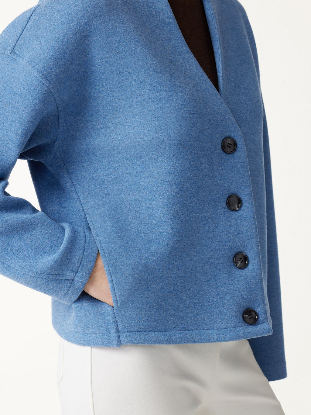 2Pcs Set V-Neck Button-Down Cardigan with Pockets & High-Rise Wide-Leg Pants with Pockets