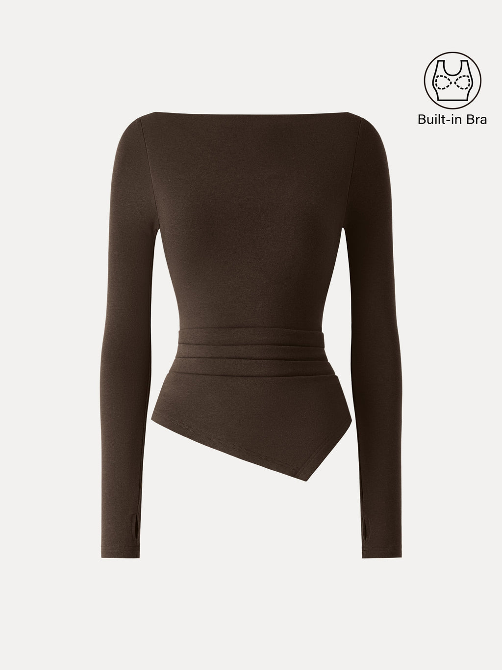 ProWarm Boatneck Side Tucks Asymmetrical Built-In Bra Top 2.0