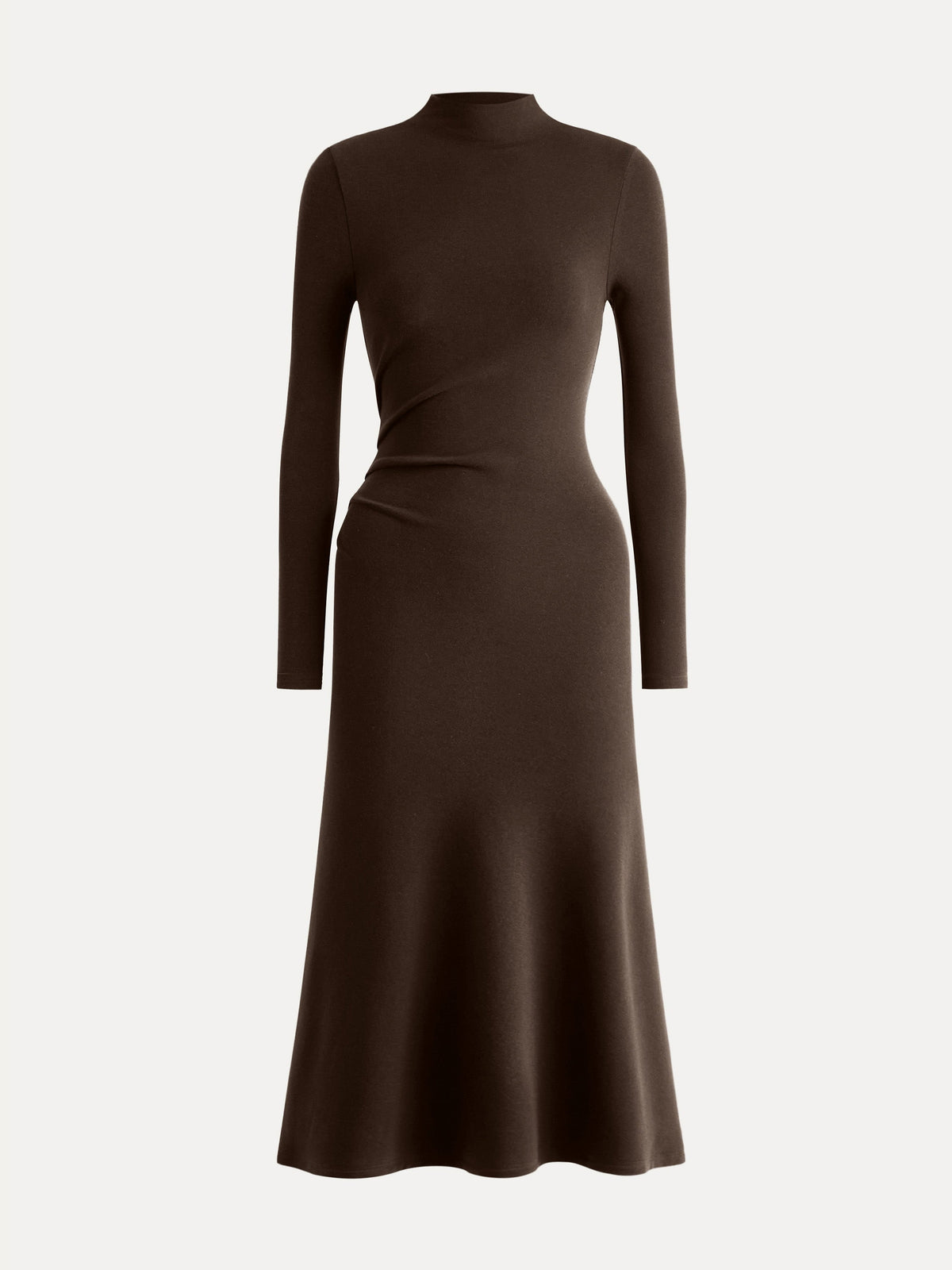 ProWarm Mock Neck Long Sleeve Ruched Mermaid Midi Dress