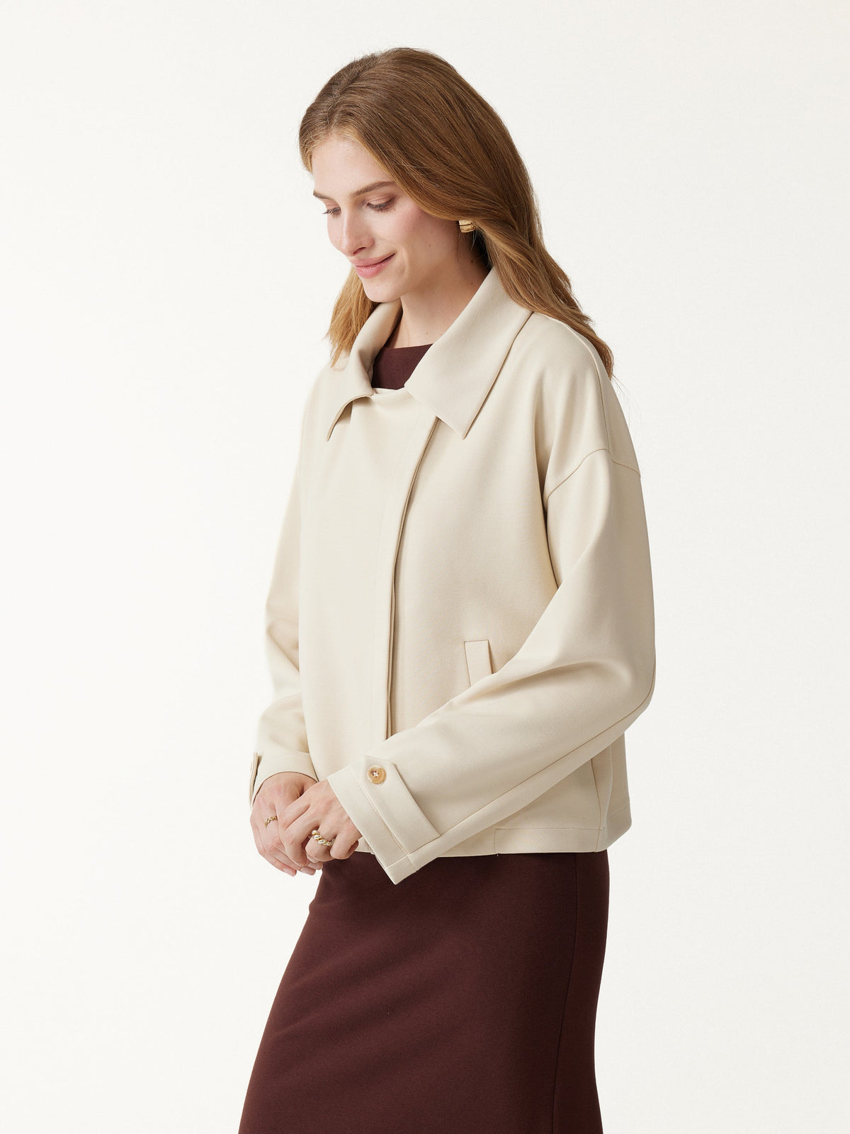 Bamboo Piqué Peaked Lapel Cuff-Tab Jacket with Pockets