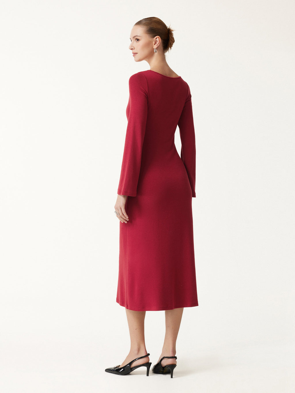 LiteWarm Boatneck Bell Sleeve Midi Built-In Bra Dress 2.0