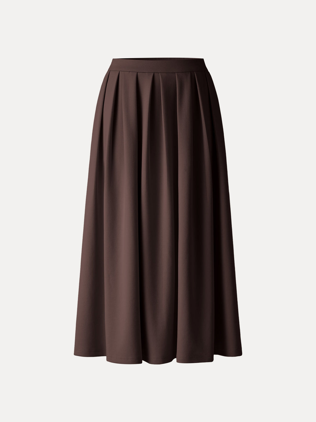 Viscose Ponte High-Rise Tucked Umbrella Midi Skirt with Pockets