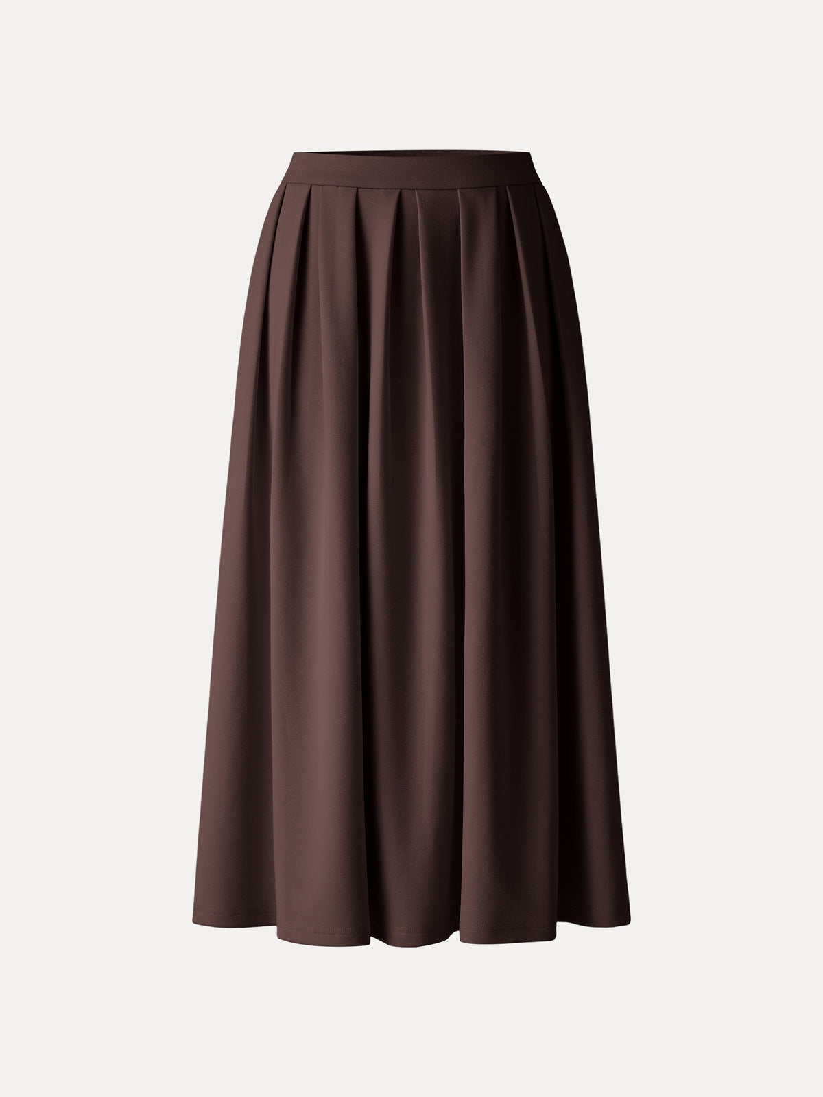 Viscose Ponte High-Rise Tucked Umbrella Midi Skirt with Pockets