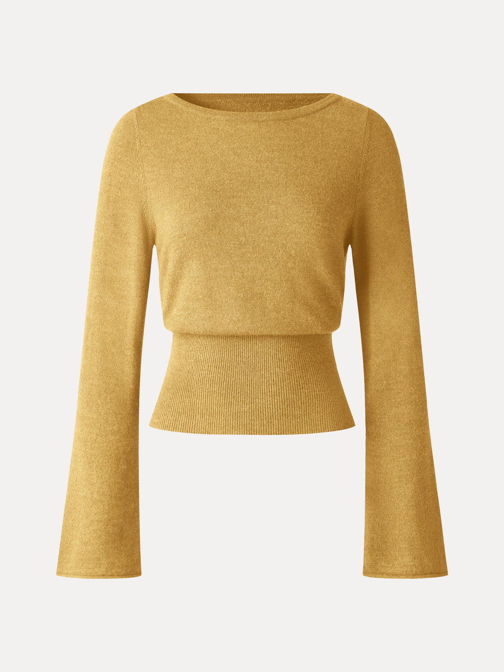 Merino Blend Boatneck Long Sleeve Close-Fit Hem Sweater