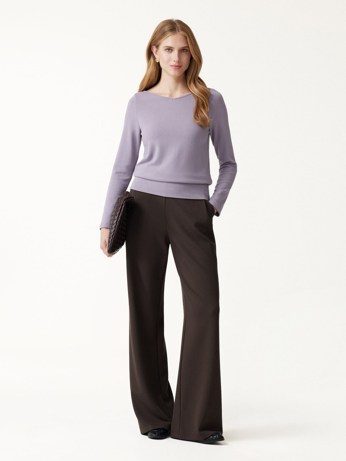ProWarm V-Neck Long Sleeve Banded Hem Top