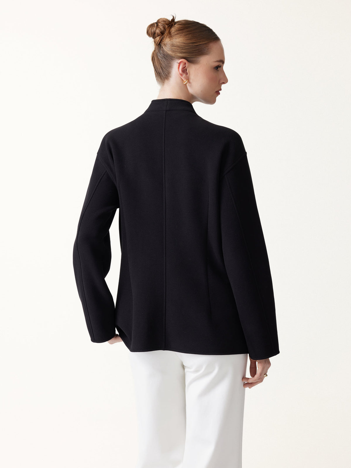 FuzzLuxe Mandarin Collar Frog-Button Jacket with Pockets