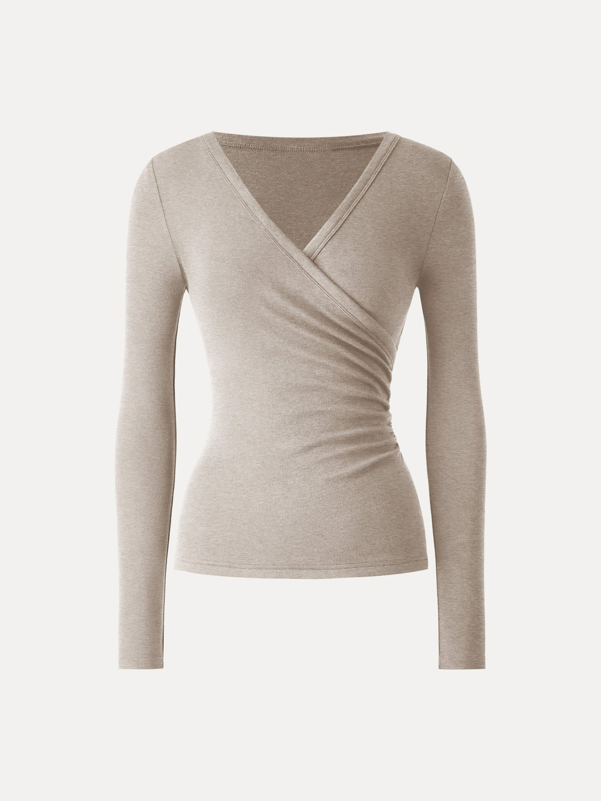 Eco-MiYaMoon® Surplice Ruched Long Sleeve Top