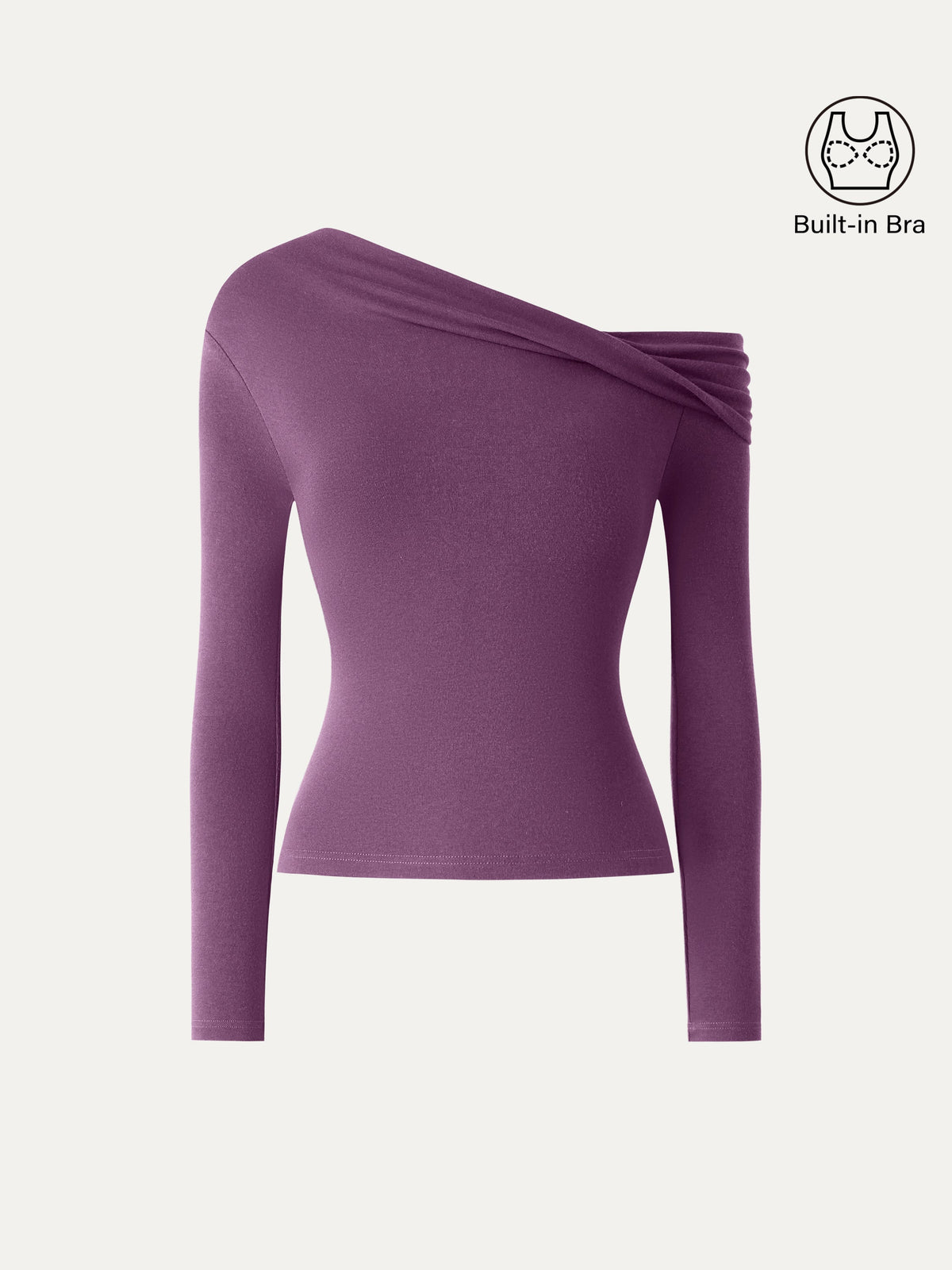 LiteWarm Convertible Neck Long Sleeve Built-In Bra Top