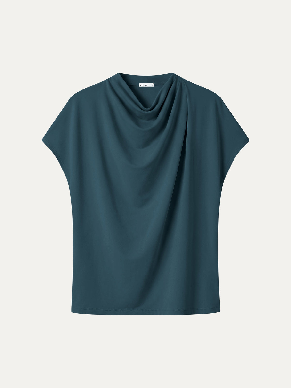 LiteWarm Draped Mock Neck Cap Sleeve Top