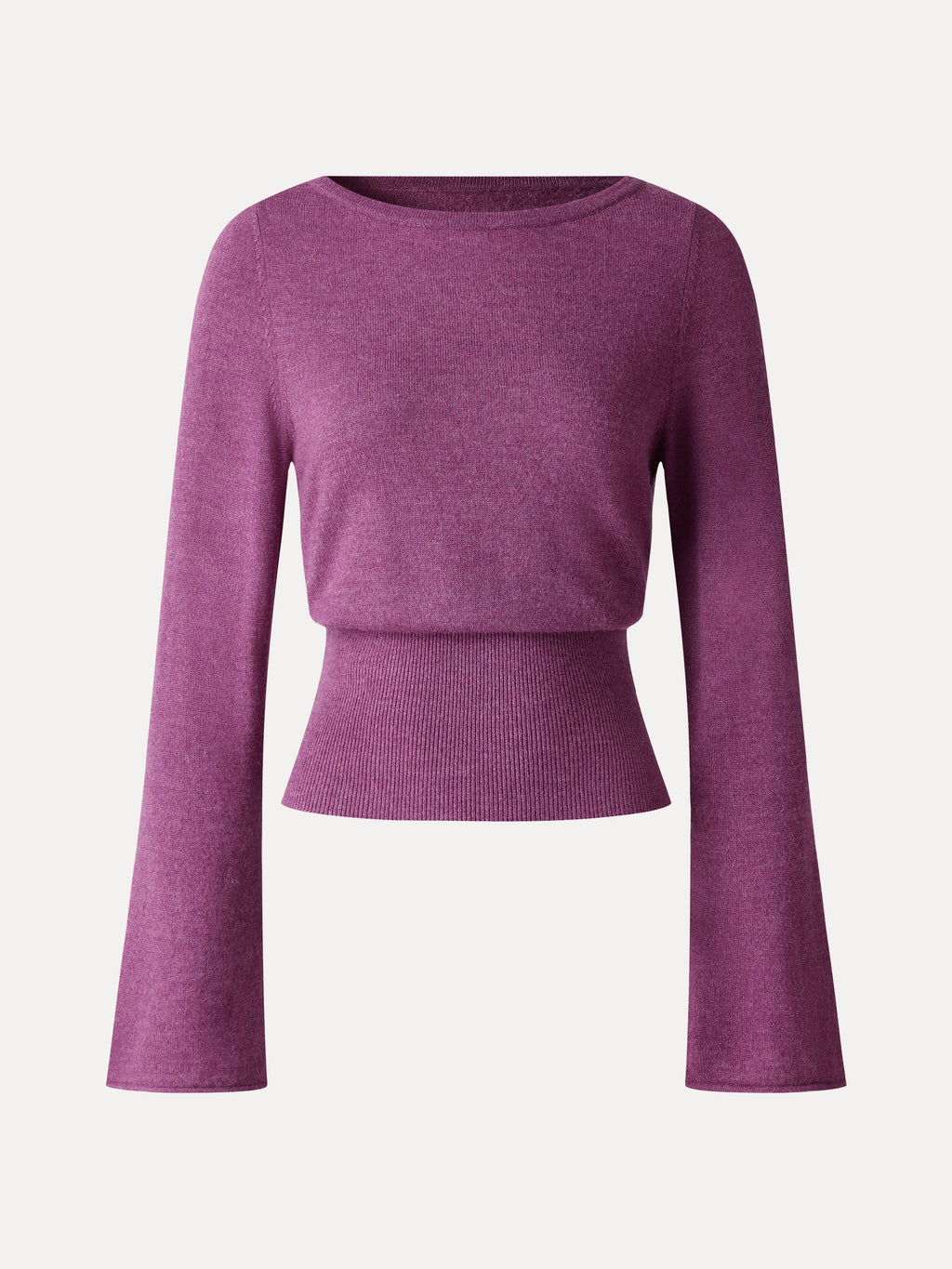 Merino Blend Boatneck Long Sleeve Close-Fit Hem Sweater