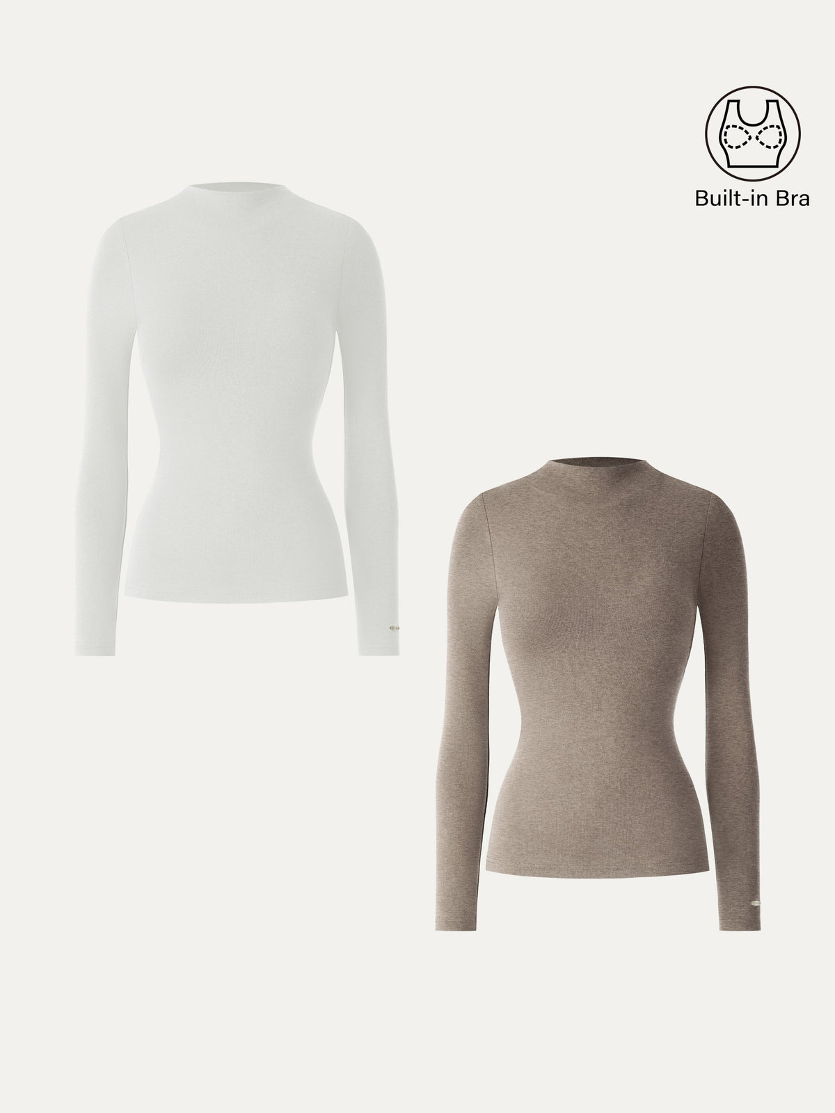 LiteWarm Mockneck Long Sleeve Built-In Bra Top 3.0