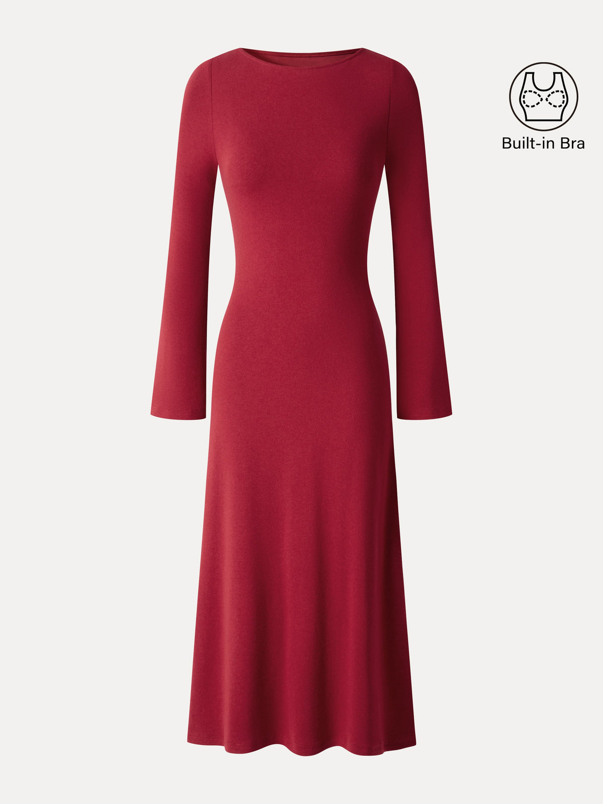 LiteWarm Boatneck Bell Sleeve Midi Built-In Bra Dress 2.0