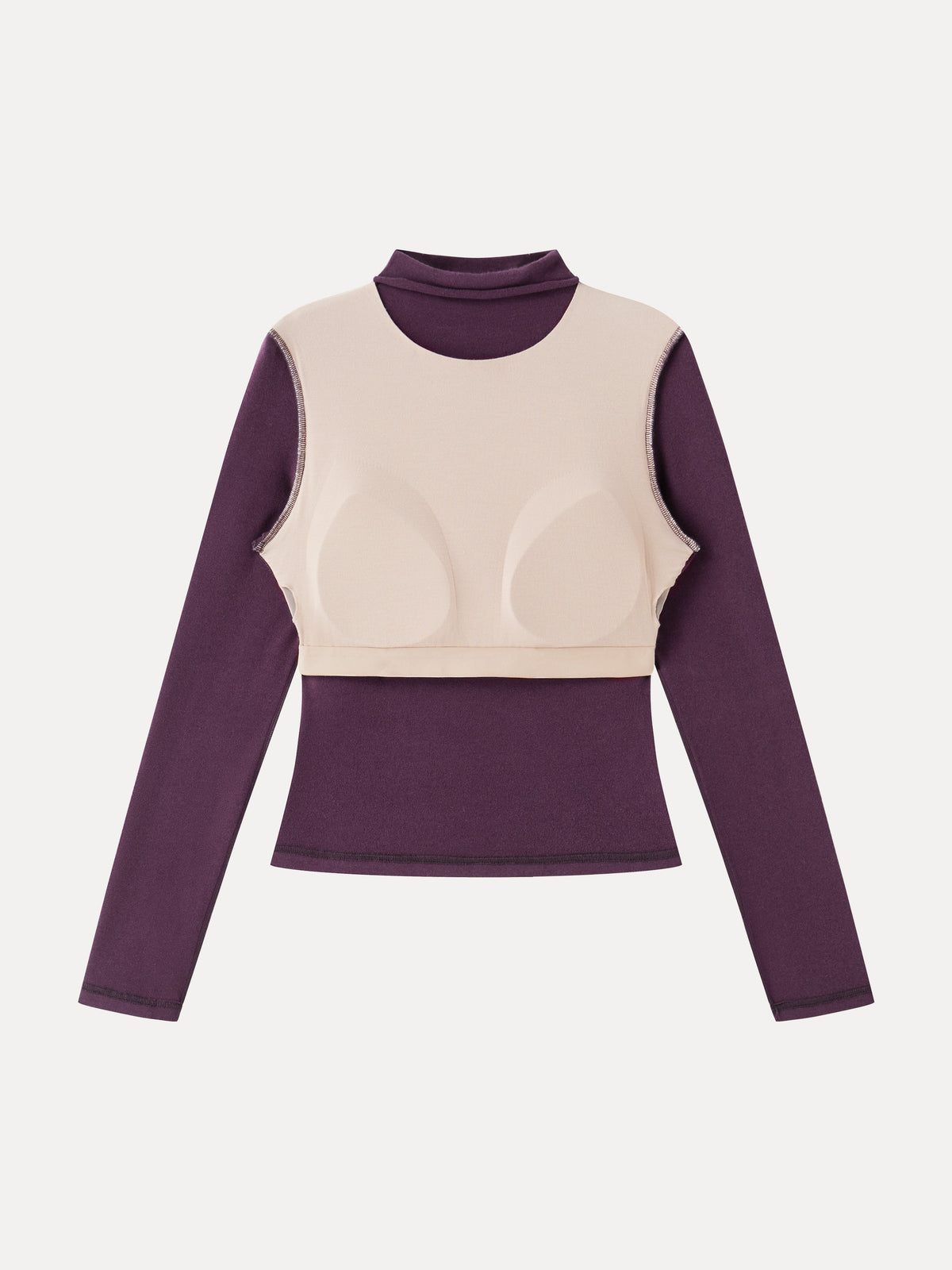 ProWarm Mock Neck Long Sleeve Built-In Bra Top 3.0